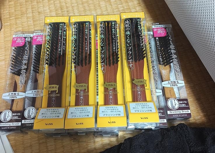 【新品】天然 豚毛 100％ ヘアブラシ