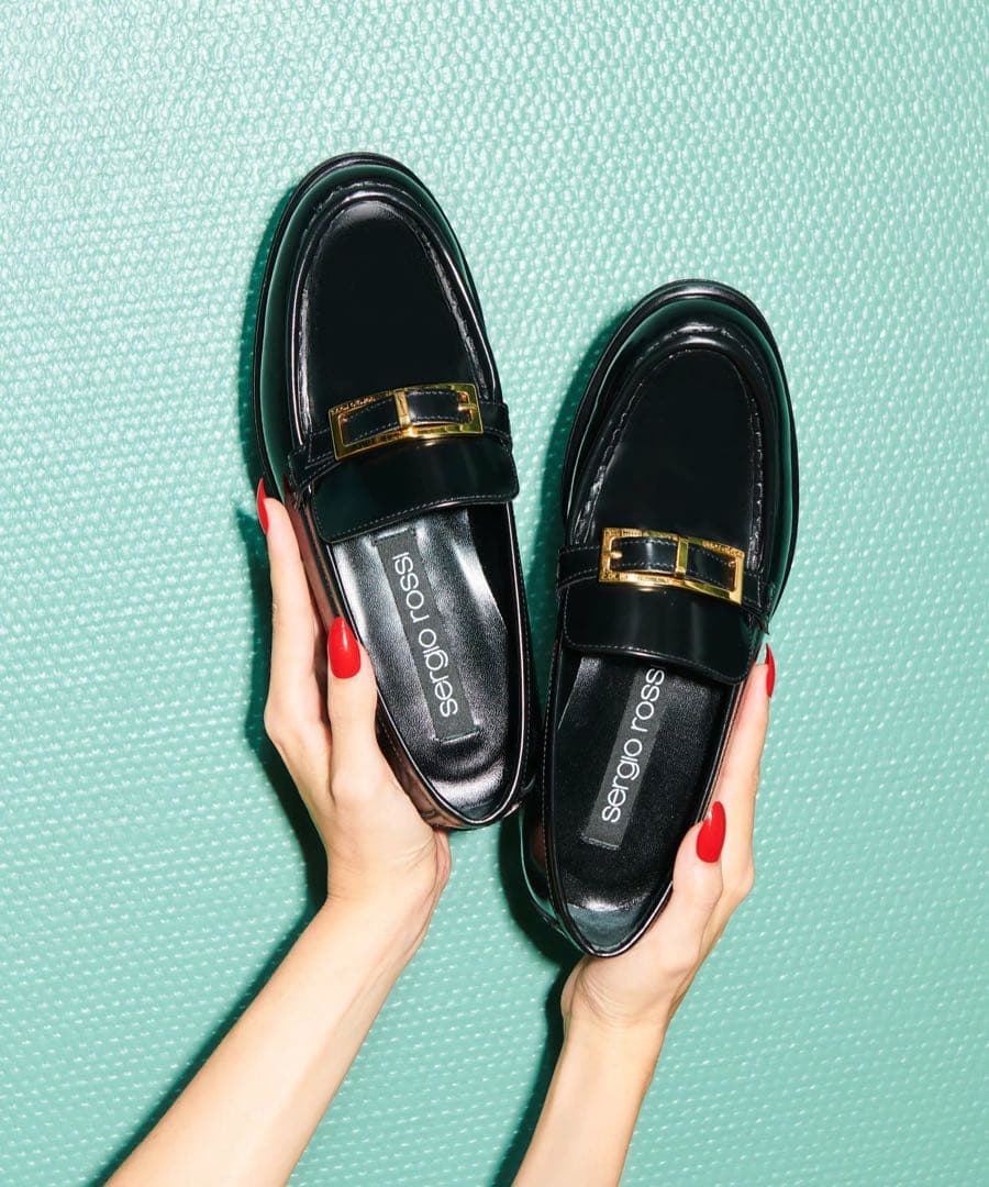 Sergio Rossi SR Nora ブラックレザー ローファー