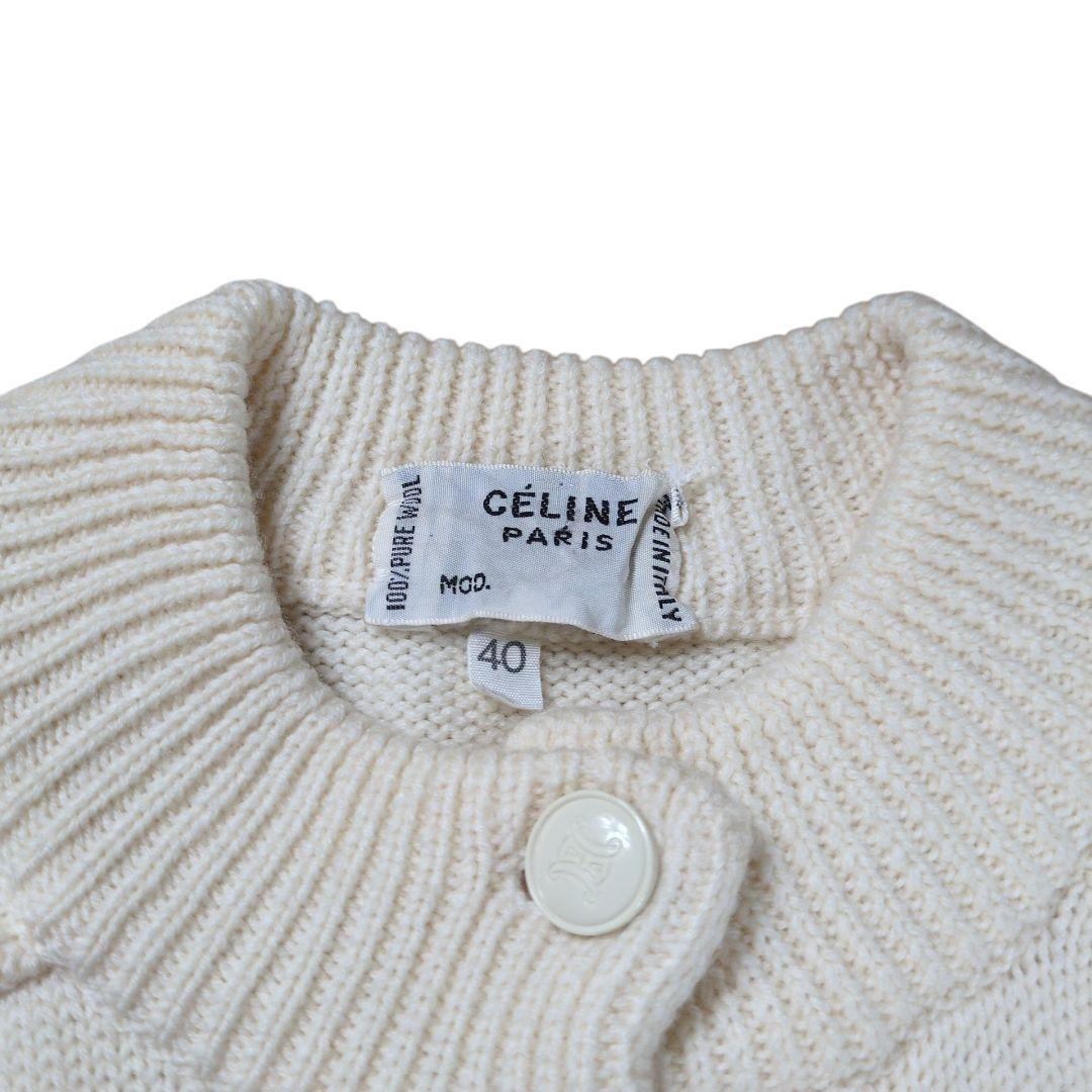 【美品】OLD CELINE フラワー 刺繍 トリオンフボタン カーディガン