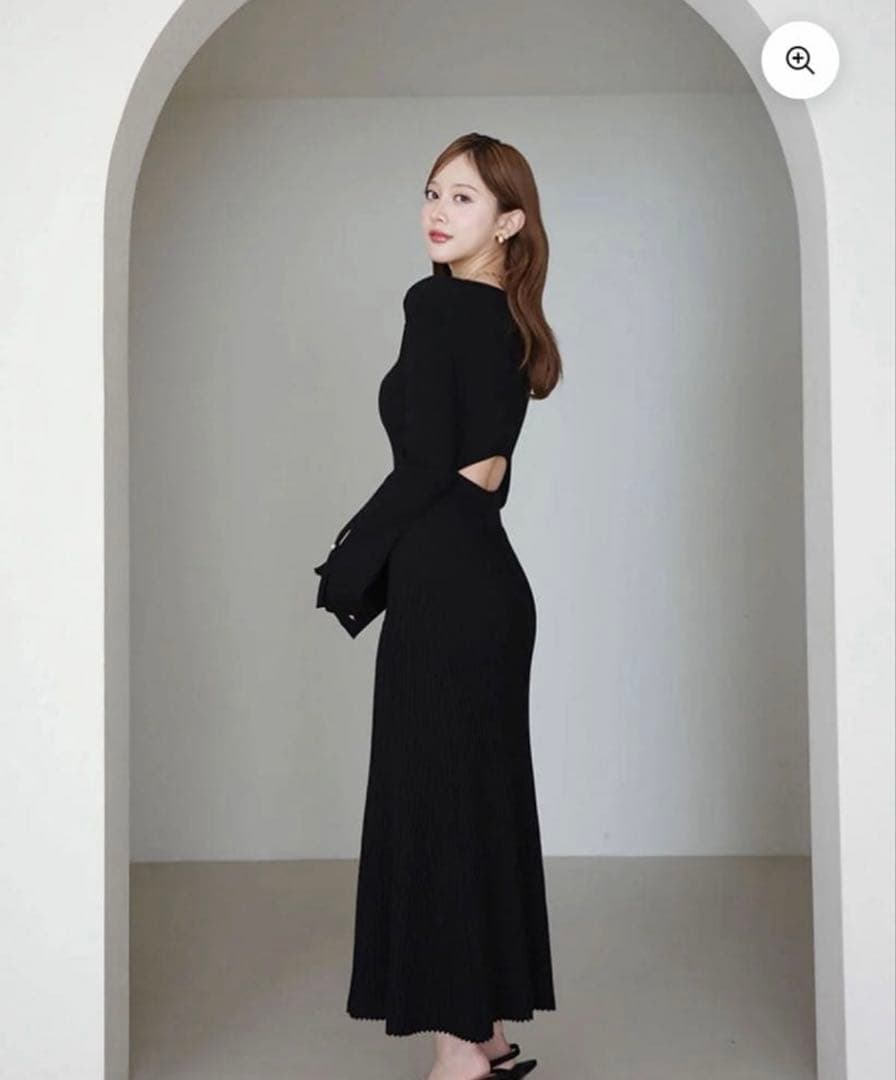 新品タグ付きeimy istoireリブニットフレアワンピース黒