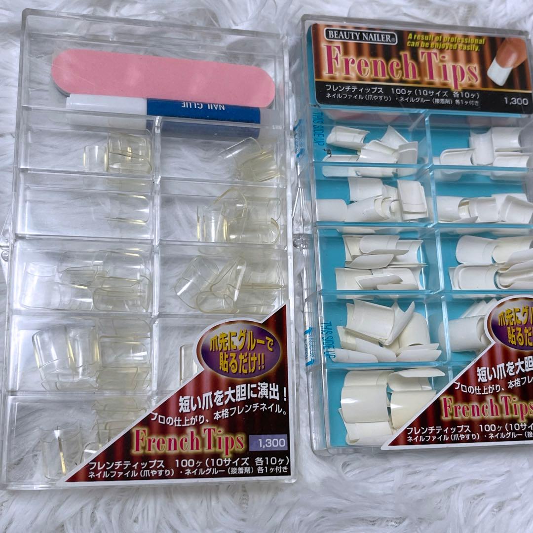 ネイルチップ チップオーバーレイ フレンチネイル ドット柄 18点セット