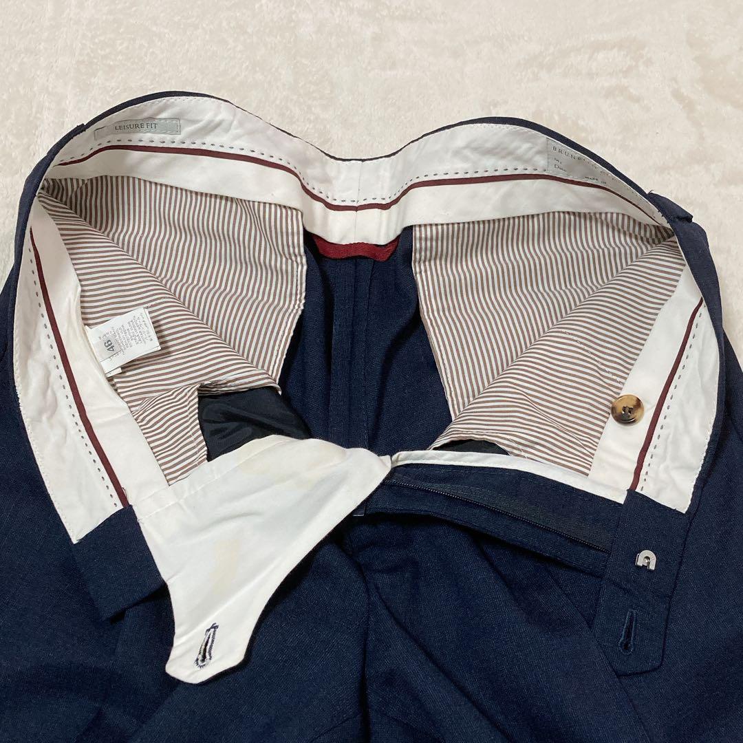 ブルネロクチネリ スラックス タック入り ウール イタリア製 NVY 46