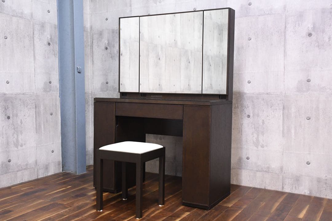 ECK85 アクタス ドレッサー スツール セット DB色 三面鏡 化粧台