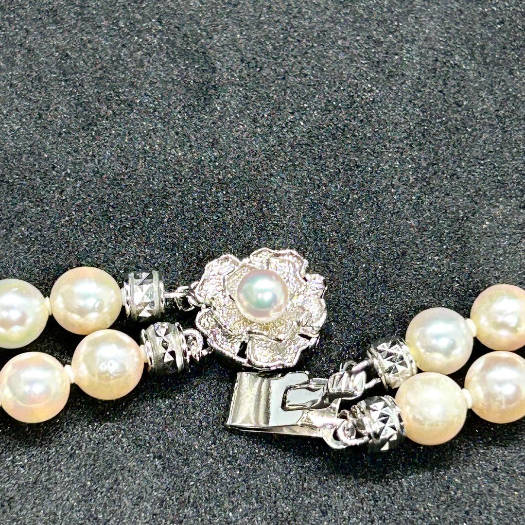 本真珠 二重ネックレス シルバー留め具