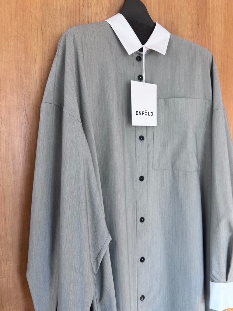 即完商品 未使用 タグ付きENFOLD シャツワンピース グレー