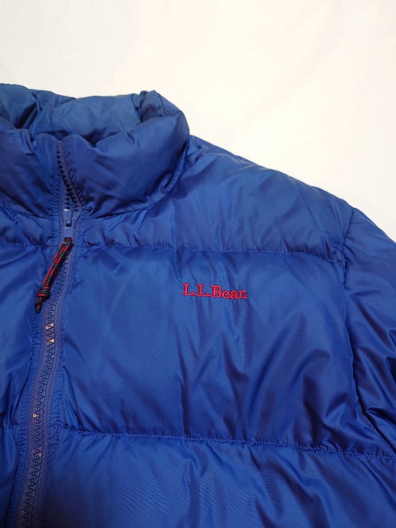 90s エルエルビーン　LLBean 青 ダウンジャケット 刺繍ロゴ
