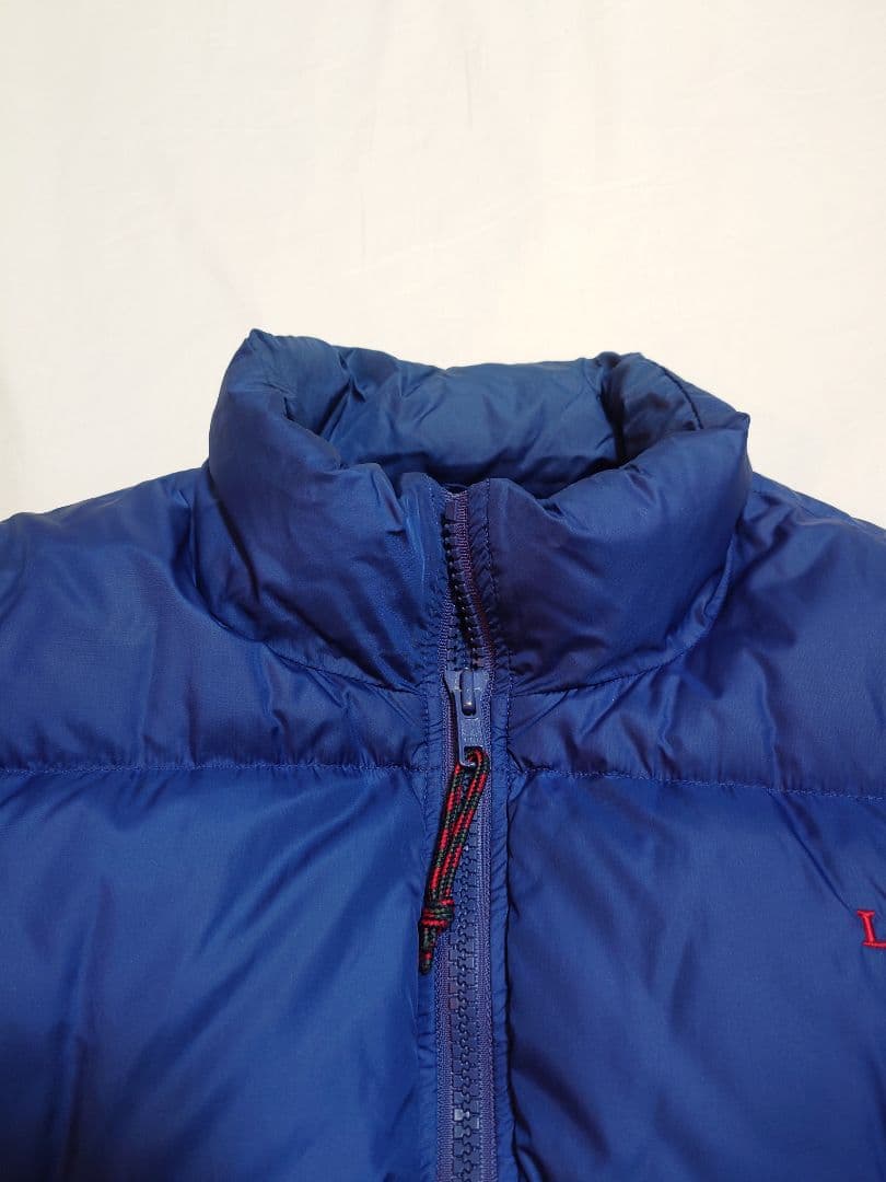 90s エルエルビーン　LLBean 青 ダウンジャケット 刺繍ロゴ