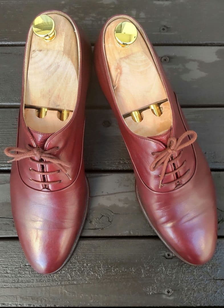 旧旧チャーチコレクター向け美品米旗艦店別注ハンドメイドプレーントゥ8バーガンディ