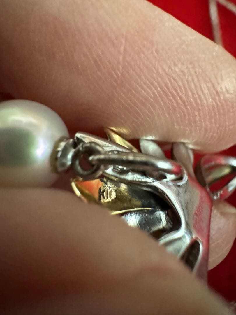 K18 シルバー パールリーフモチーフネックレス