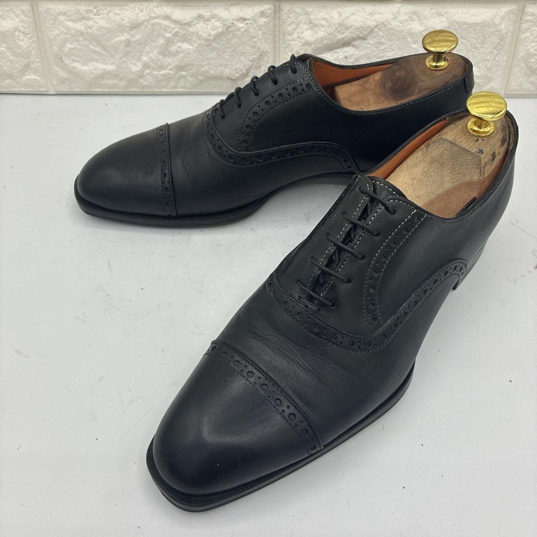 【美品】Santoni サントーニ ストレートチップ 6 ビジネスシューズ 黒