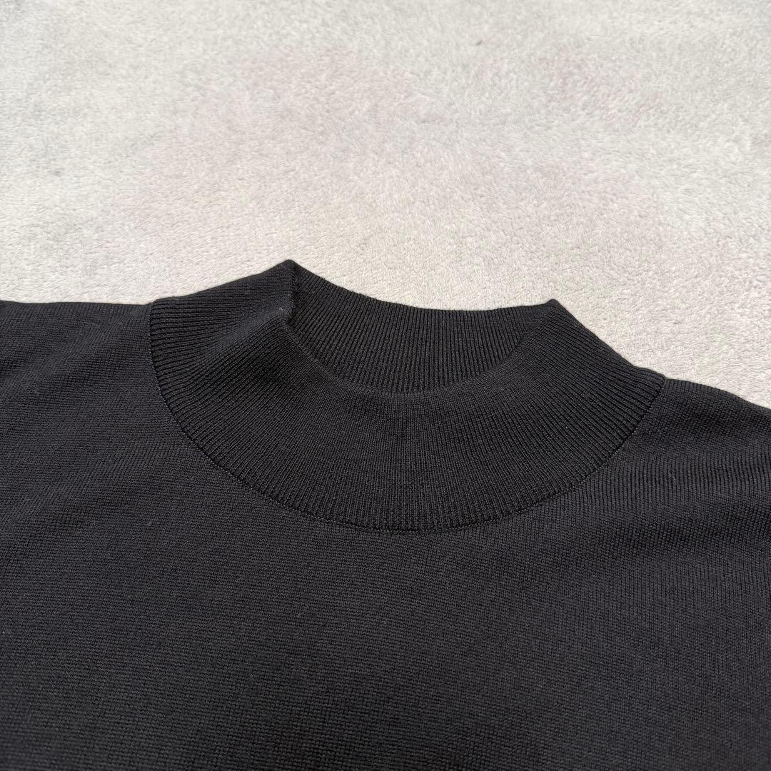 ジョンスメドレー　ブラック　モックネック　ニット　Sサイズ　メリノウール