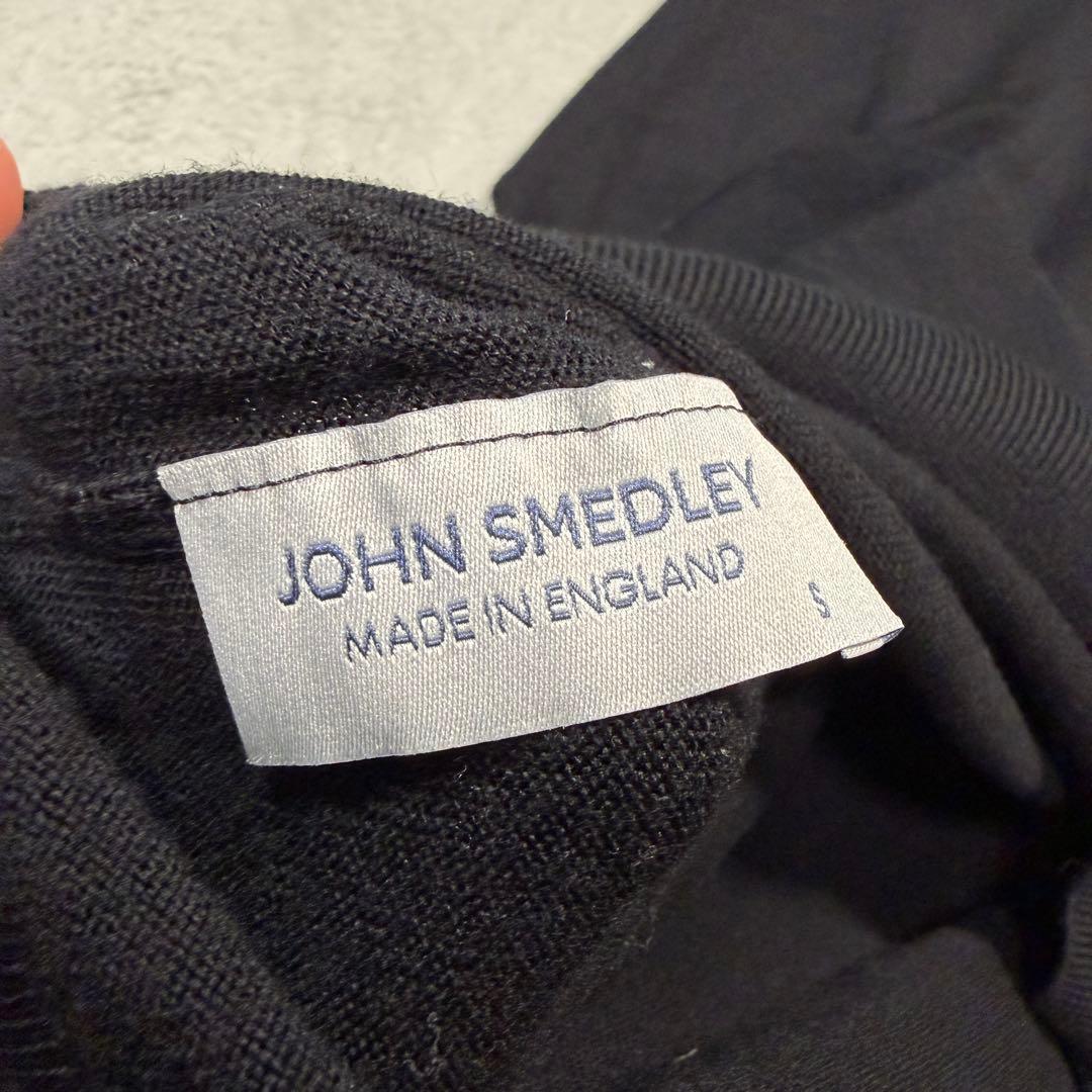 ジョンスメドレー　ブラック　モックネック　ニット　Sサイズ　メリノウール