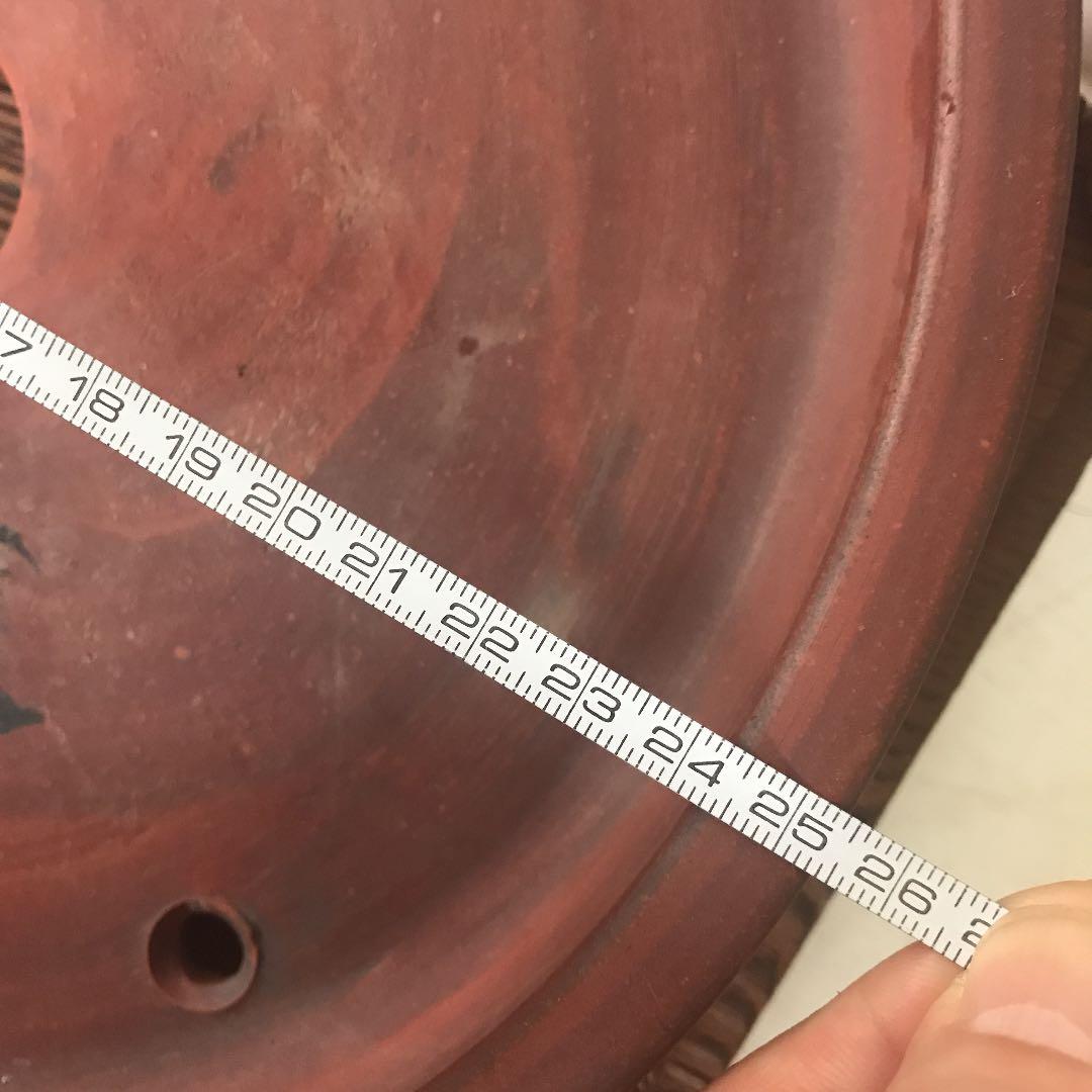 盆栽鉢　美しい紅泥朱泥骨董盆栽鉢落款有豊林丸鉢25cm✖️5cm雷文山野草南蛮鉢