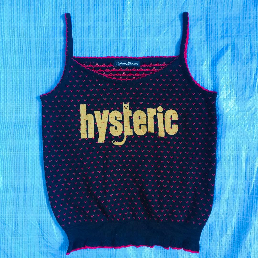 極美品⬛︎ヒステリックグラマー⬛︎ニットキャミ⬛︎ラメ⬛︎ネコ⬛︎ハート総柄