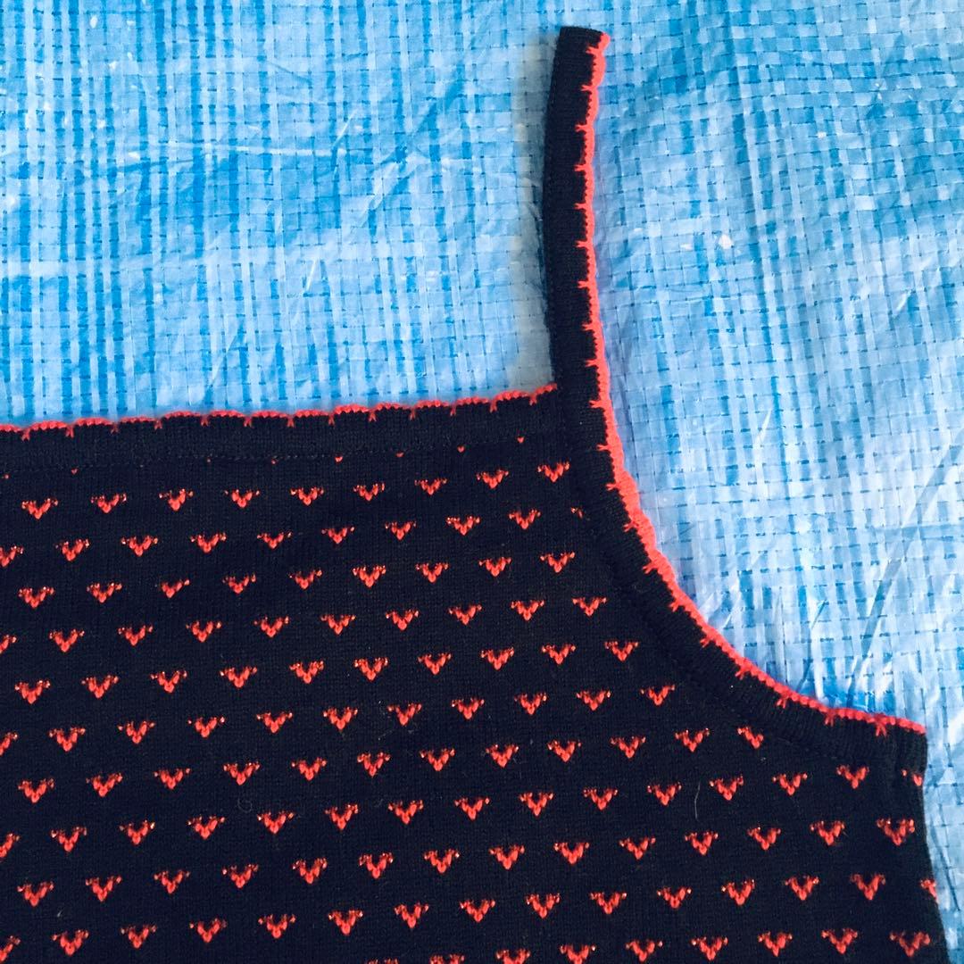 極美品⬛︎ヒステリックグラマー⬛︎ニットキャミ⬛︎ラメ⬛︎ネコ⬛︎ハート総柄