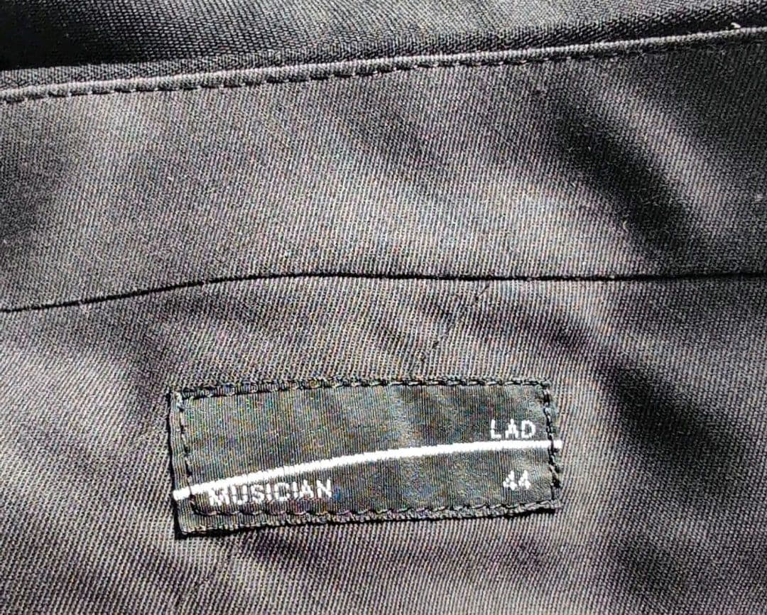 ラッドミュージシャン 2タック スラックス ワイド テーパード ブラック ウール