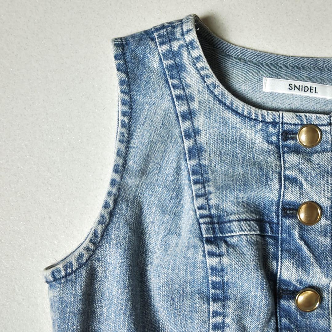スナイデル　デニムマーメイドワンピース　マキシ丈　Aライン　フレア　金ボタン