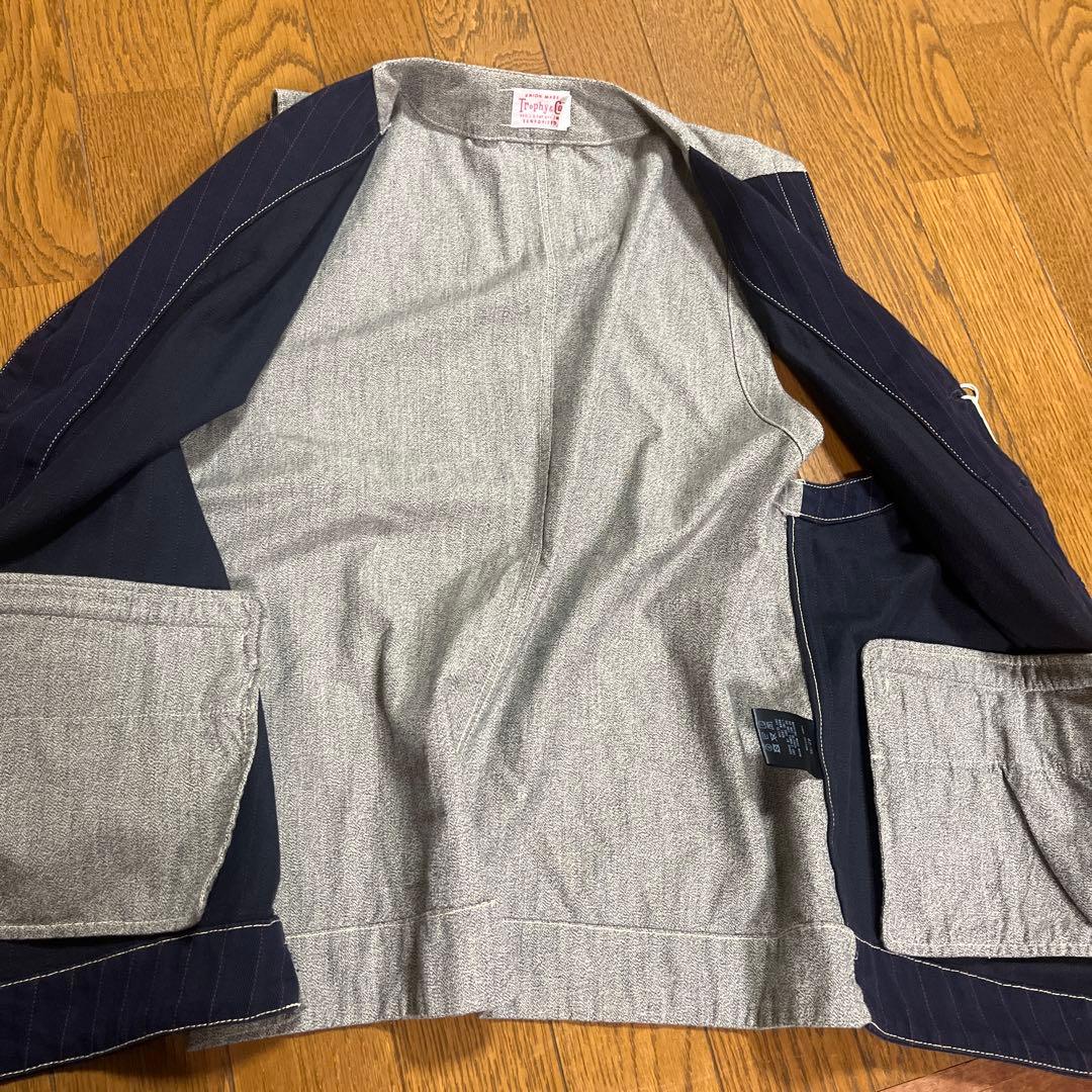 日本製【新品タグ付き】トロフィークロージング ストライプジレベスト42