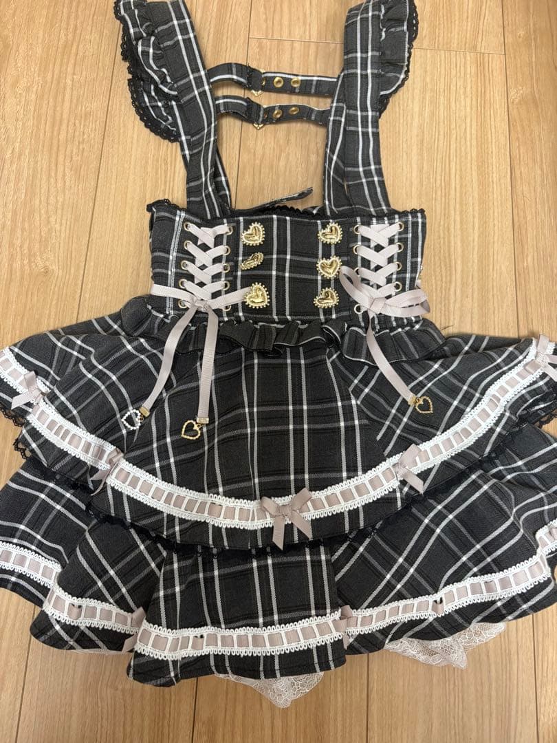 リズリサ LIZLISAはしごリボンチェックティアードスカパン