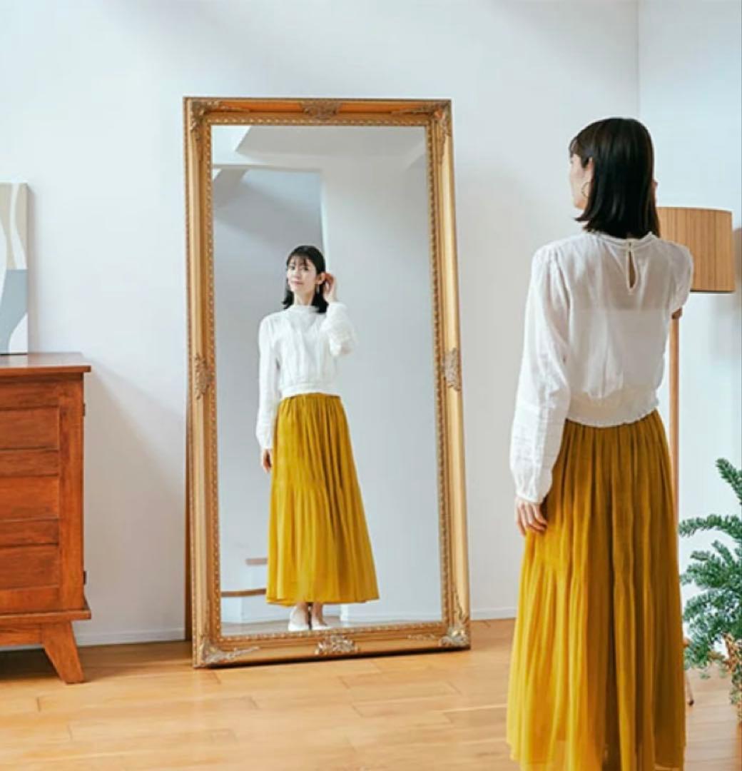 アンティーク調ミラー 全身鏡 姿見 ゴールド