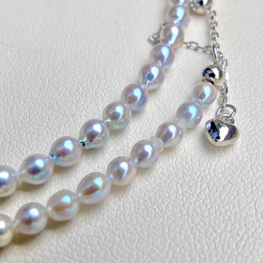 本真珠あこや真珠　ナチュラルカラー3.4㍉s925ネックレスBEN915