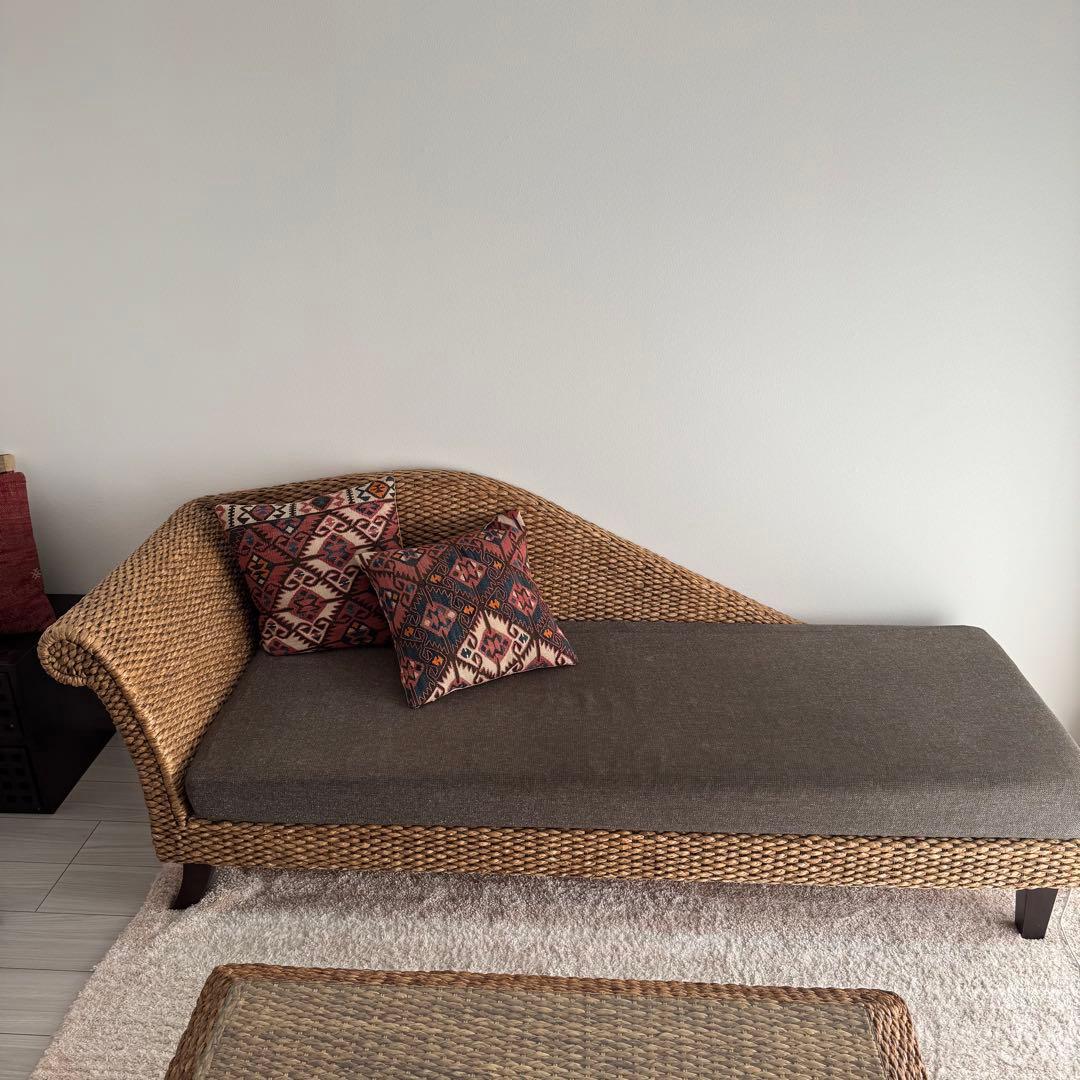 a.flat アジアンヒヤシンスソファ　2.5人掛け　アジアン家具　バリ風