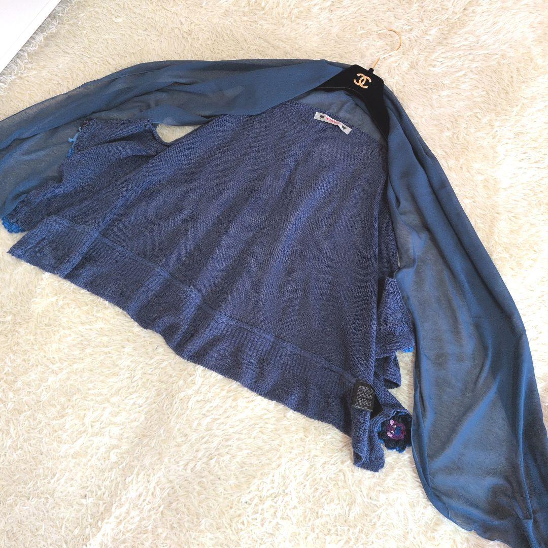 日本製★OLLEBOREBLA　ベスト　異素材ミックス　ぶたさんモチーフ編み