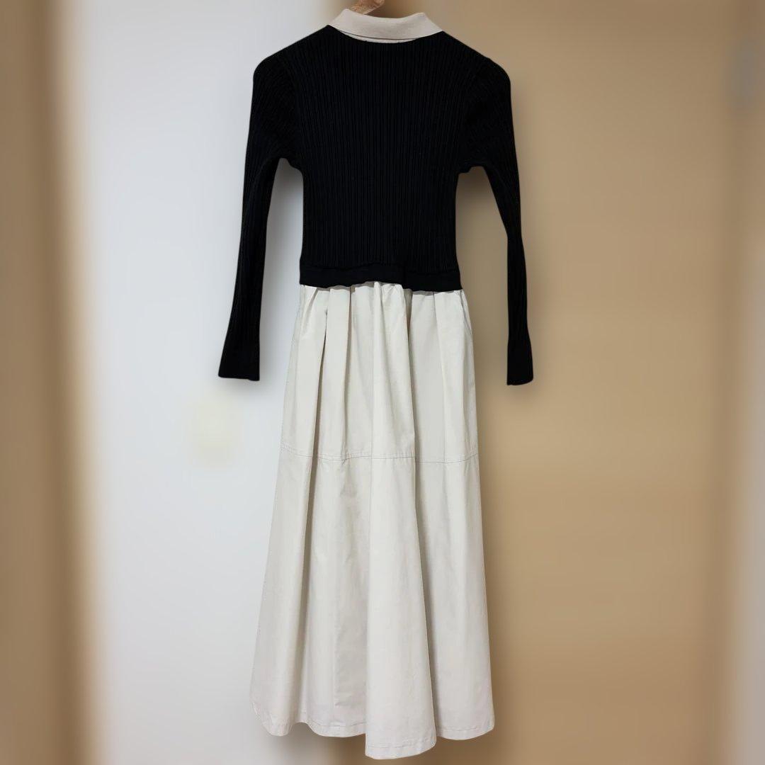 ジャスグリッティー　衿ニットドッキングワンピース