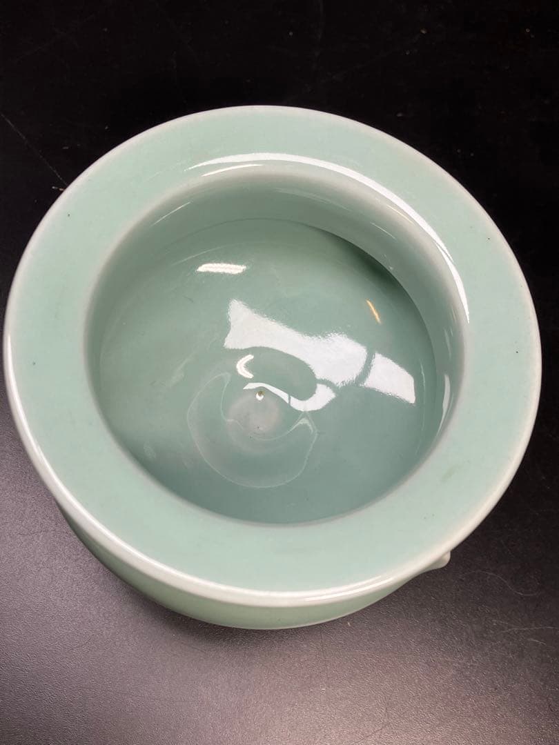 青磁三足純銀火屋香炉 仏具茶道具透かし彫り純銀刻印 銀細工 骨董品 火舎 工芸