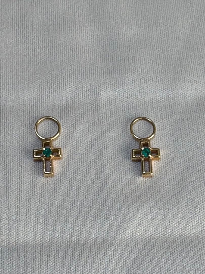 GSTV チャーム18K エメラルド ピアス ピアリング