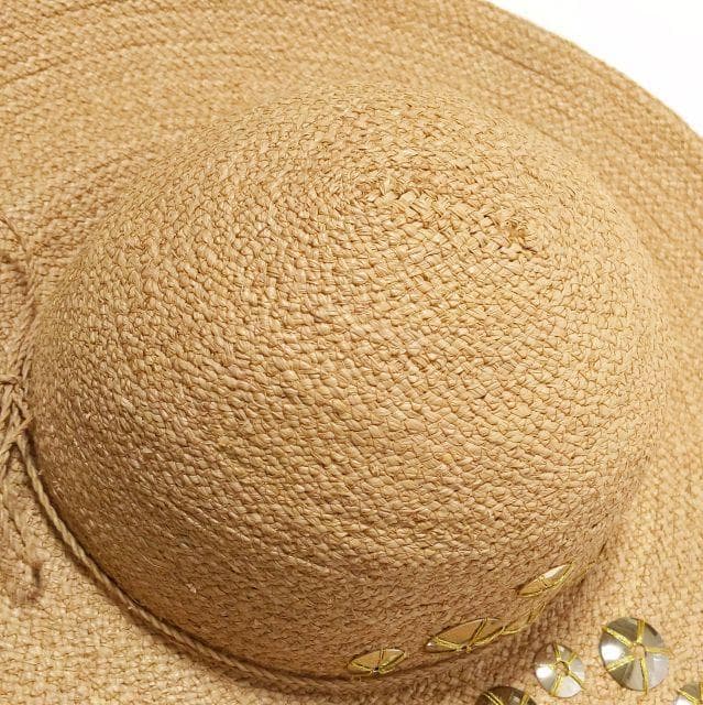 美品★ヘレンカミンスキー★Cali ラフィアハット ゴールド ビジュー レア