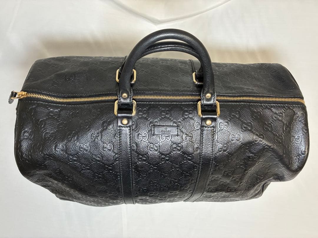 GUCCI ブラック レザー ボストンバッグ