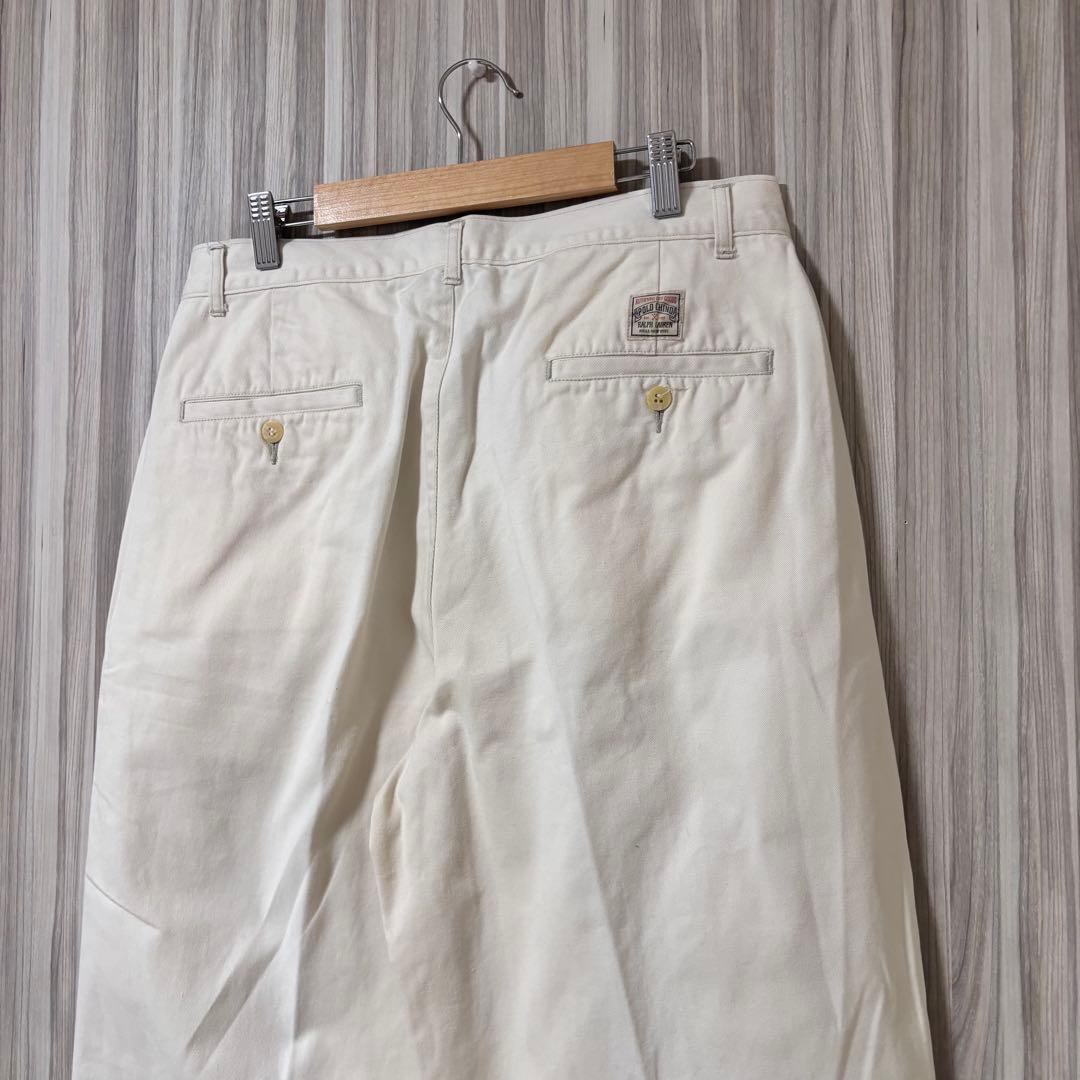 【初期タグUSA製】 ラルフローレン ポロチノ ホワイト チノパン 90s