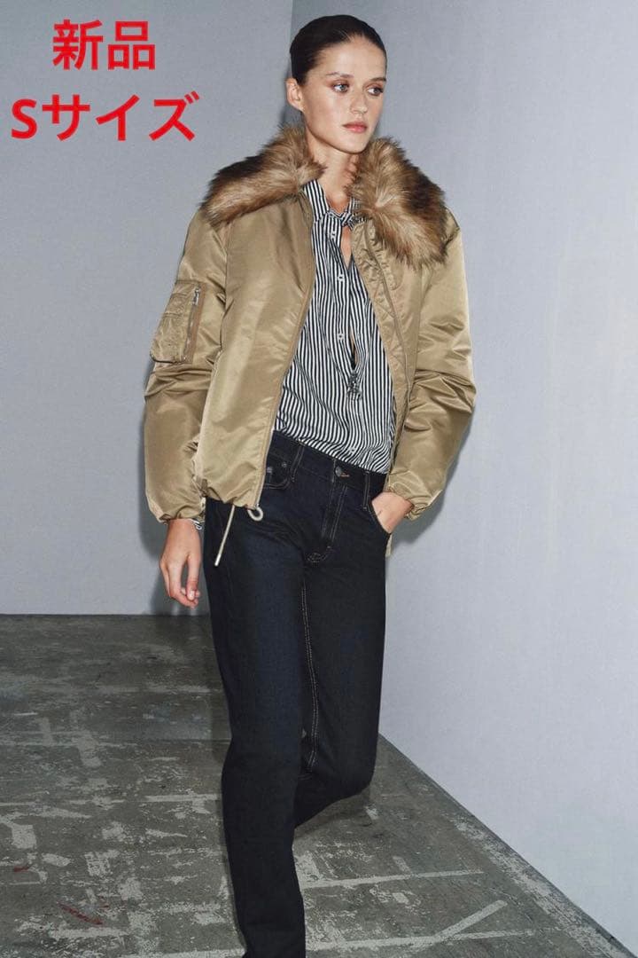 新品❗️フェイクファー襟 ボンバージャケット ZW COLLECTION Sサイズ