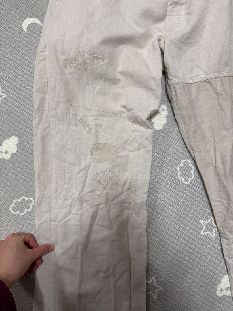 RRL パッチワークデザイン ワークパンツ 薄いベージュ