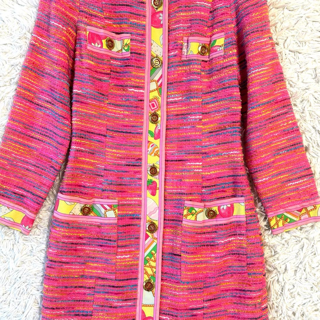 レオナールパリ LEONARD ロングワンピース コート ツイード 金ボタン