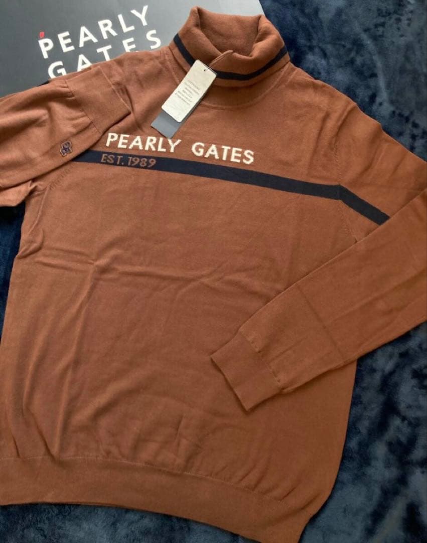 新品 パーリーゲイツ ソフトタッチハイネックニット プルオーバー(5)L/茶