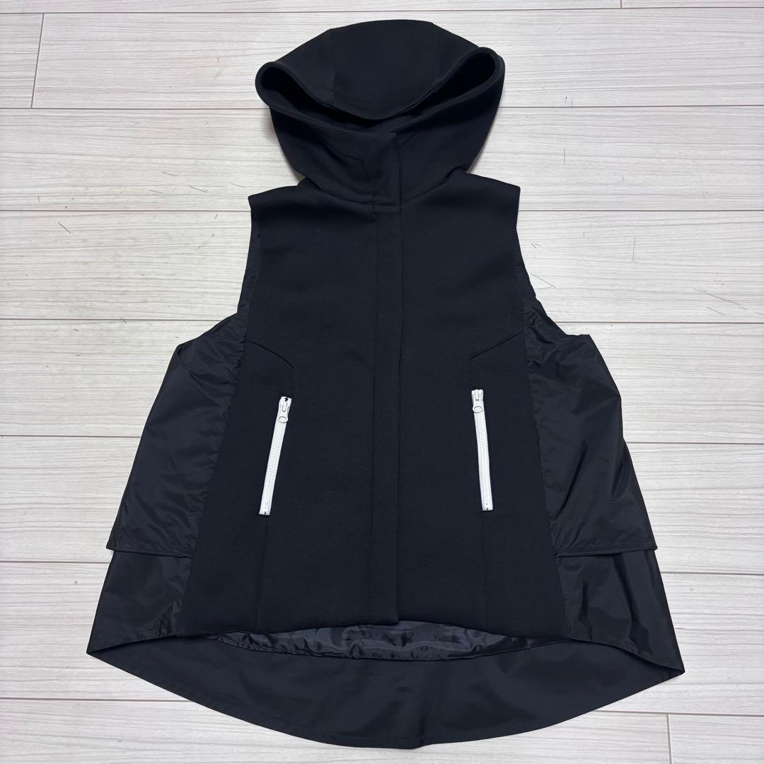 美品■SCOT CLUB■異素材ドッキング ダウンベスト 切替 フード パーカー