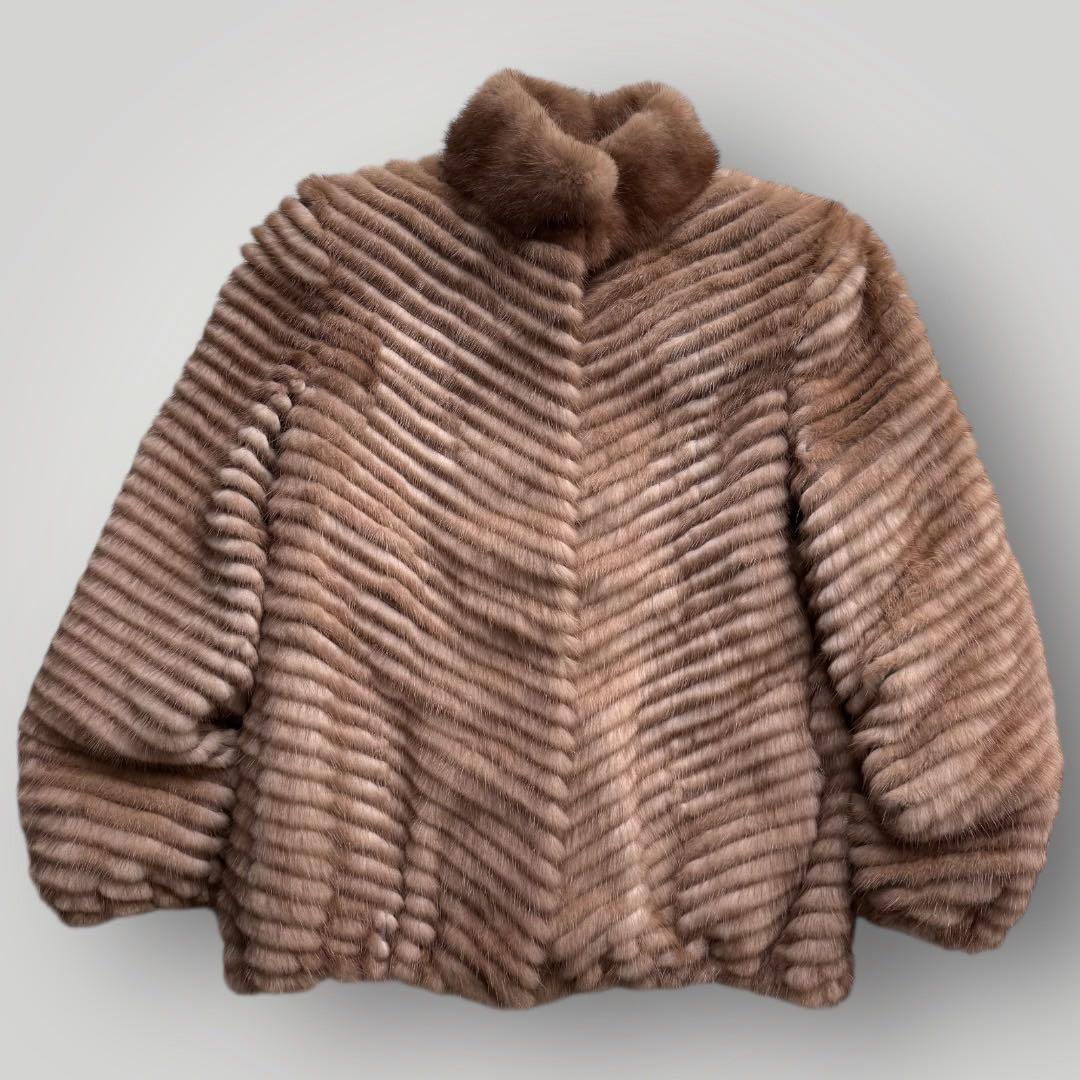 美品 本毛皮 パステルミンク ミンク ファーコート リアルファー クロップド