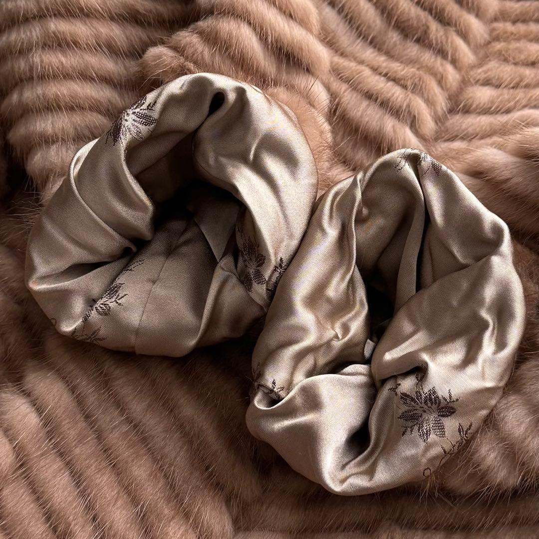 美品 本毛皮 パステルミンク ミンク ファーコート リアルファー クロップド