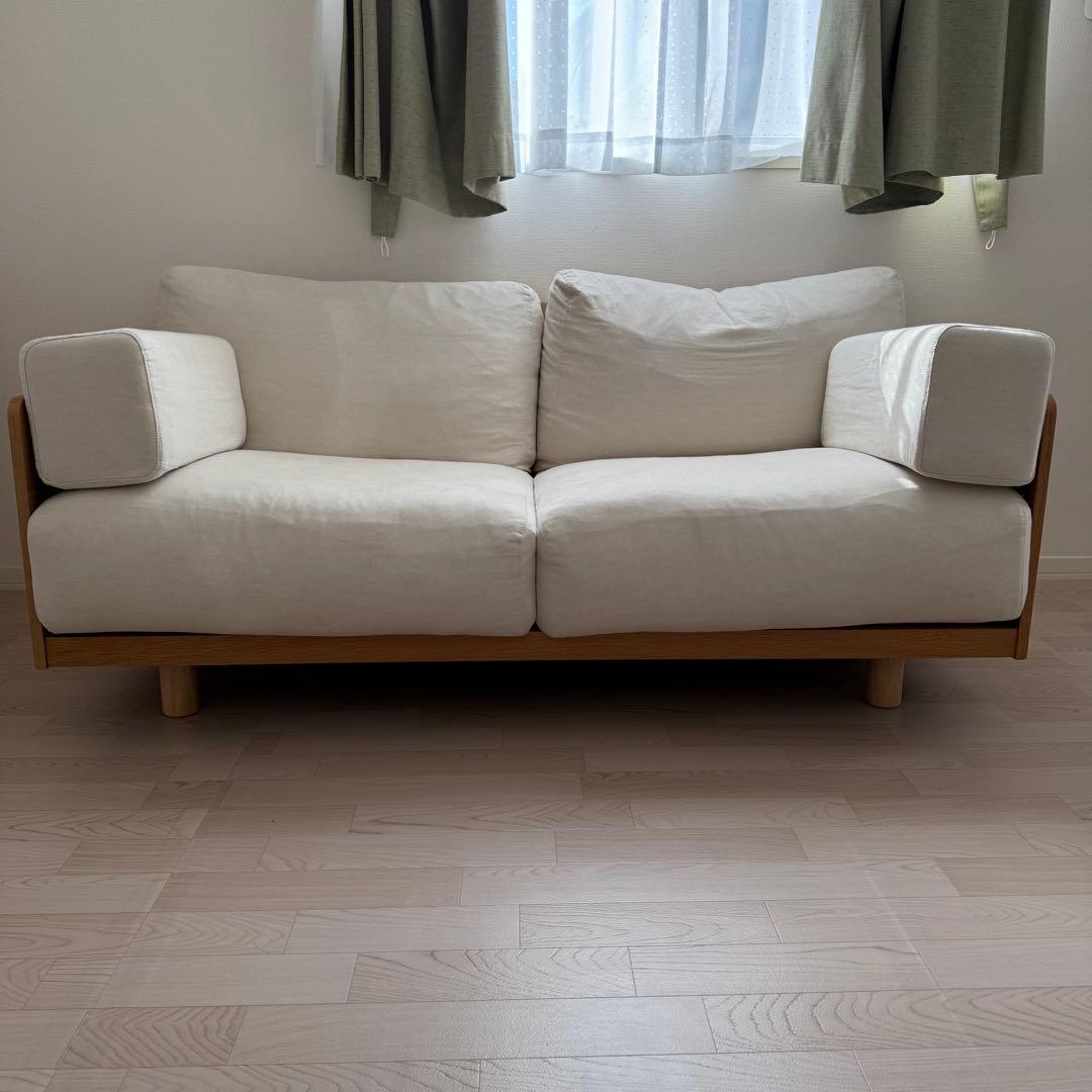 無印良品 廃盤希少品 オーク材突板2.5シーター北欧風ナチュラルソファ