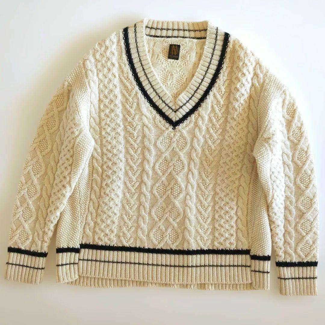 バトナー チルデンニット アルパカ混 ウール Vネック ケーブル編み ゆったり