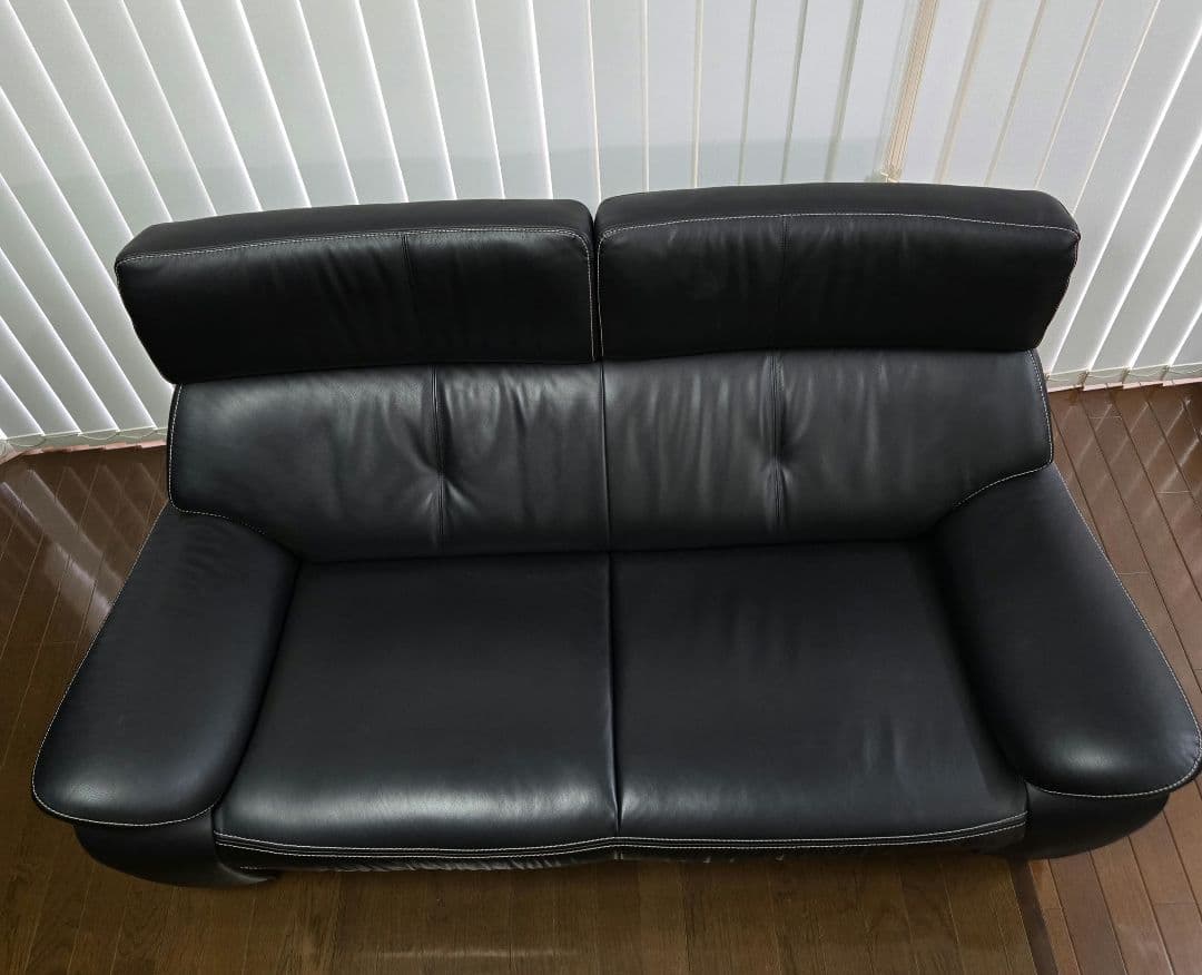 カリモク 2人掛 本革ソファ ZW7312 幅168cm 定価約34万円 極美品