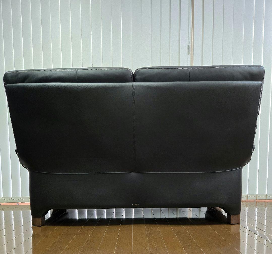 カリモク 2人掛 本革ソファ ZW7312 幅168cm 定価約34万円 極美品