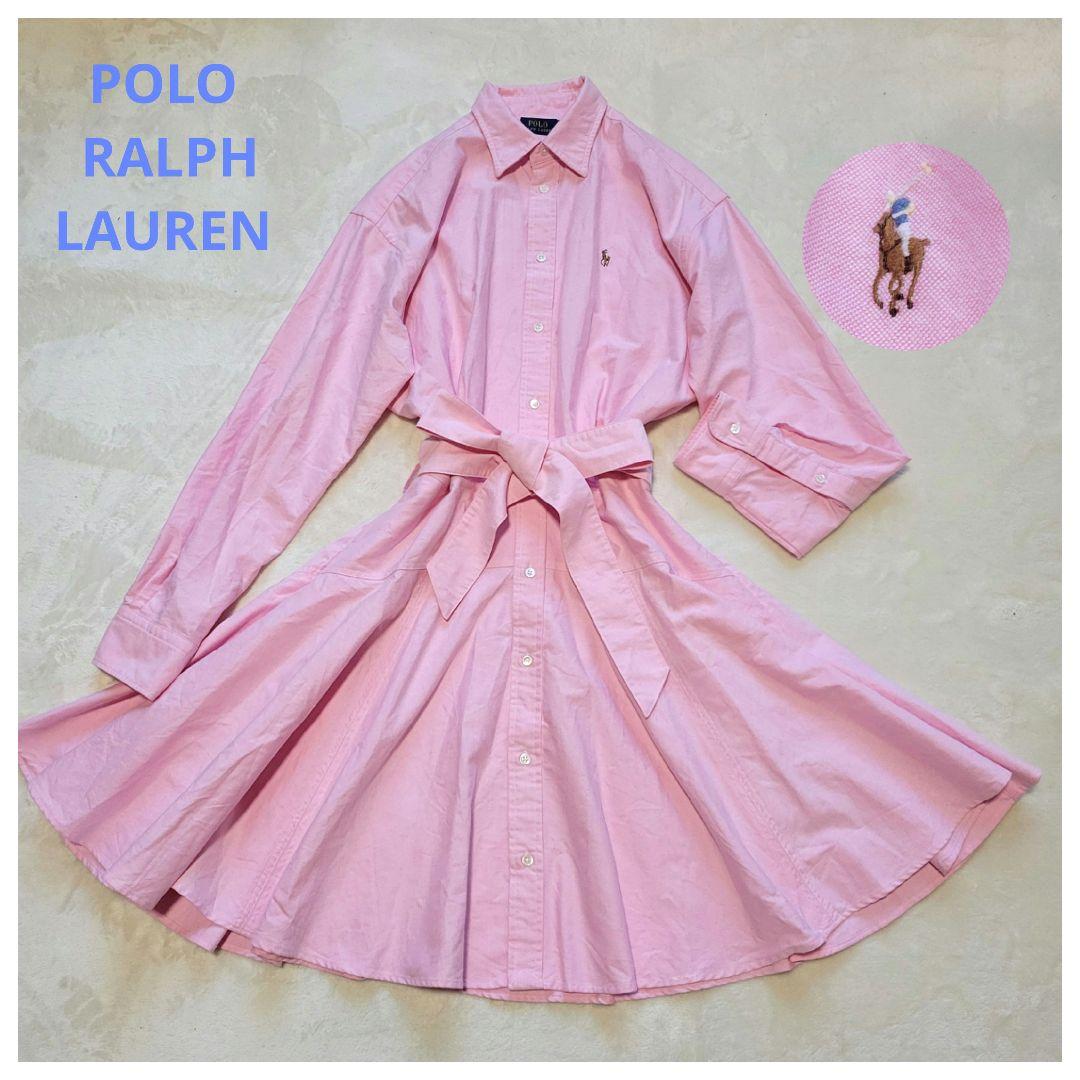 大きなサイズ✨ポロラルフローレン　ベルデットコットンワンピース　ベルト　ポニー