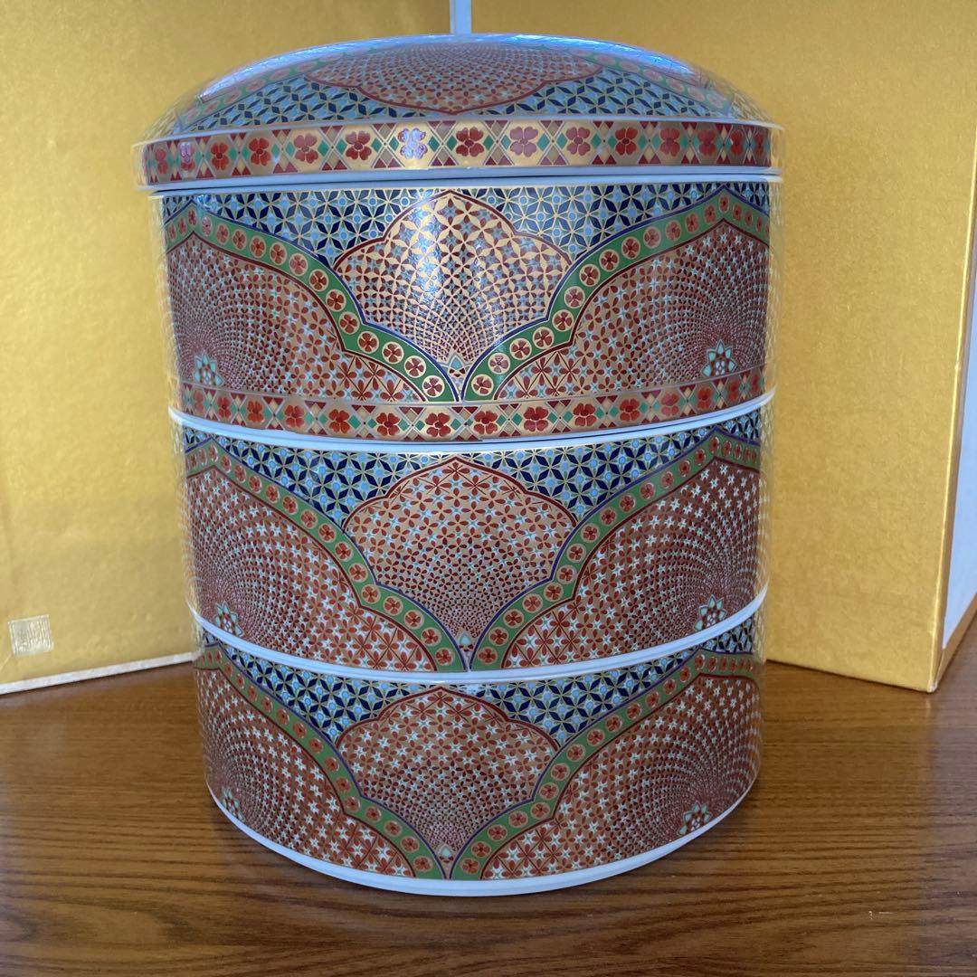 陶器製 3段重箱 多色使い