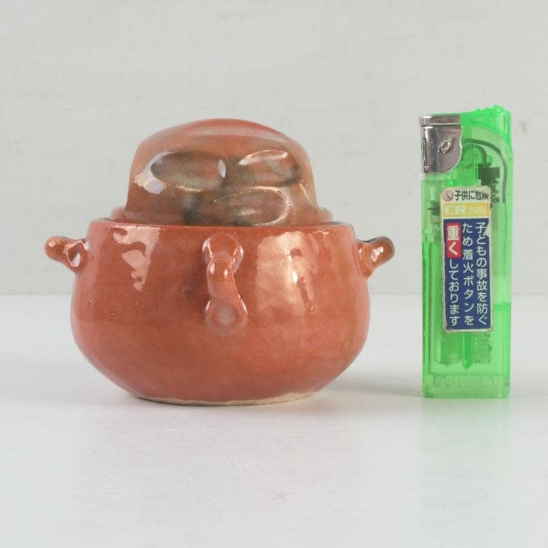 茶道具　川崎和楽造　赤楽　大渡茶入　共箱　V　9461