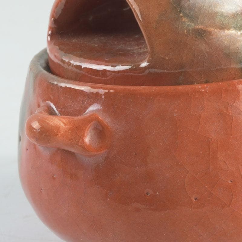 茶道具　川崎和楽造　赤楽　大渡茶入　共箱　V　9461