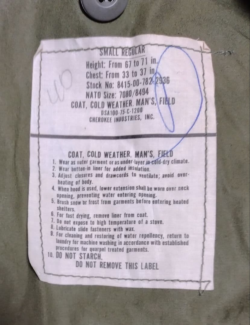 【米軍実物】70s type M-65 CHEROKEE フィールドジャケット