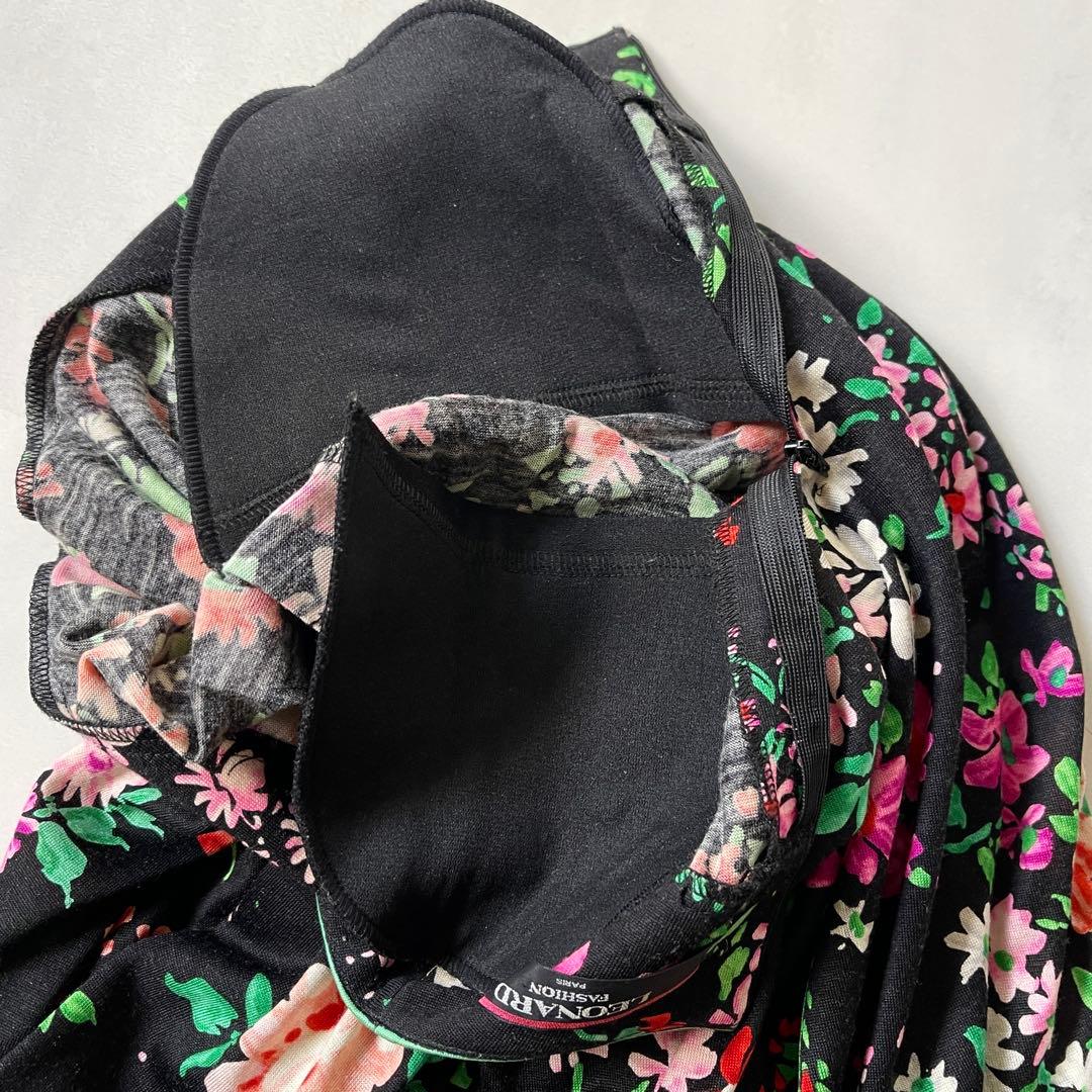 極美品✨ レオナール カットソー トリム ストレッチ バラ 花 シルクウール M